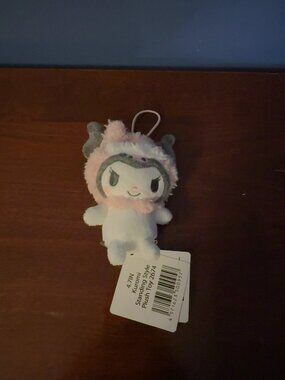 NWT Sanrio Licensed Round1 5” Kuromi Standing Style Pink Scarf Plush Keychain